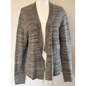 Eileen Fisher Collar Open Front Cardigan Size M (blazer cotton sweater knit)